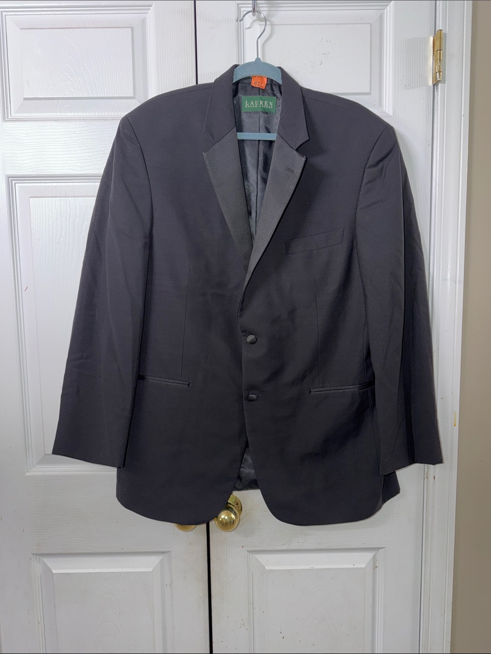 Lauren Ralph Lauren Men's Dark Black Two-Button Blazer Wool Blazer Sz 44R  EUC